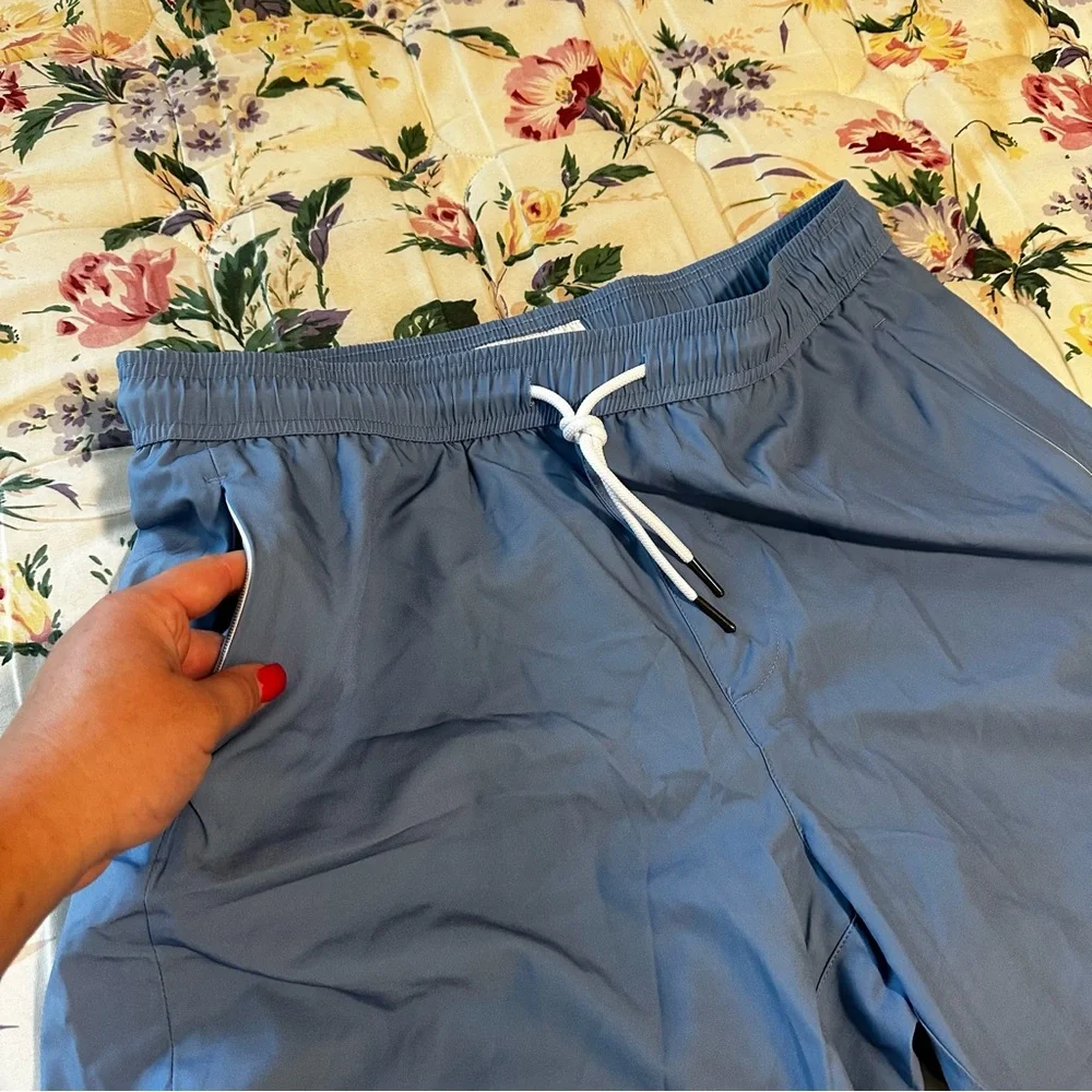 Turnshine Men’s Blue Athletic Shorts with Drawstring